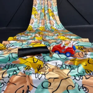 Multi color soft satin silk saree